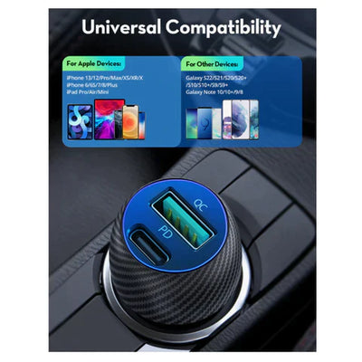 شاحن سيارة RavPower RP-VC030 PD Pionner 49W ثنائي المنفذ - أسود