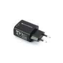 BayKron Smart Wall Charger Dual 12W USB Ports - Two Fast Charging Ports - Black