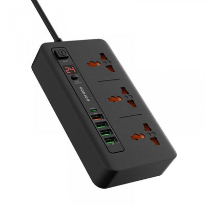 موزع طاقة متعدد المنافذ من بورودو، 4 منافذ USB-A ومنفذ USB-C بطول 2 متر، مجموعة مثالية للمنزل والمكتب