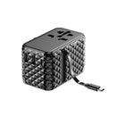 محول باورولوجي GaN 20W PD عالمي قابل للسحب، شحن متزامن - أسود