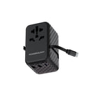 محول باورولوجي GaN 20W PD عالمي قابل للسحب، شحن متزامن - أسود