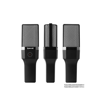 ميكروفون مكثف للبث المباشر من Redragon Adne USB Cardioid بإضاءة RGB مع فلتر بوب GM212 - أسود