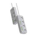 شريط طاقة بورودو بلو بأربعة مقابس عالمية، 8 منافذ USB A مدمجة ومنفذان USB C - أبيض