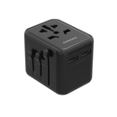 محول سفر عالمي مزدوج USB-A من بورودو 2.4 - أسود