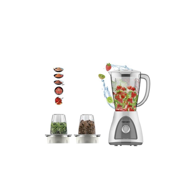 خلاط ميديا تيك 3 في 1 400 واط (MT-B16) - أبيض/رمادي