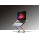 حامل كمبيوتر محمول من الألومنيوم من بورودو للألعاب مقاس 17.3 بوصة مع مروحة تبريد RGB للكمبيوتر المحمول - رمادي