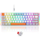 Redragon Akali Gaming Mechanical Keyboard Mini Wired Compact With RGB Backlit Hot-Swappable Red Switch - White/Grey
