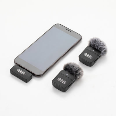 ميكروفون لاسلكي سارامونيك بلينك 100 B6 ثنائي الاستخدام، مناسب لهواتف iPhone ١٥، وأجهزة أندرويد، وأجهزة آي باد، وأجهزة الكمبيوتر، مع منفذ USB-C