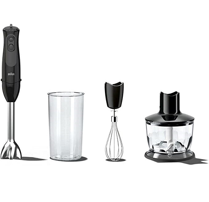 Braun MultiQuick 3 Hand Blender 3135 Sauce, With 11 Speeds, 500 ml Chopper, Whisk accessory, BPA-free 600 ml Plastic Measuring Cup, 900W Black - MoreShopping