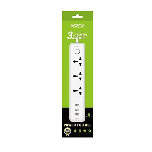 Oraimo Extension Socket 3 Ports and 3 USB - OWS-E331 White 1.8meter - MoreShopping - Power Extensions - Oraimo