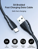 Joyroom Fast Charging Data Cable , USB-A To Type-C , 3A , 1.2M - S-UC027A11 - Black