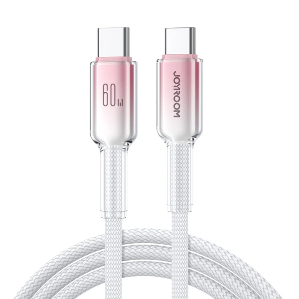 Joyroom Crystal Clear Series Fast Charging Data Cable, USB-C to USB-C, 60W, 1.2m - S-A42 - White