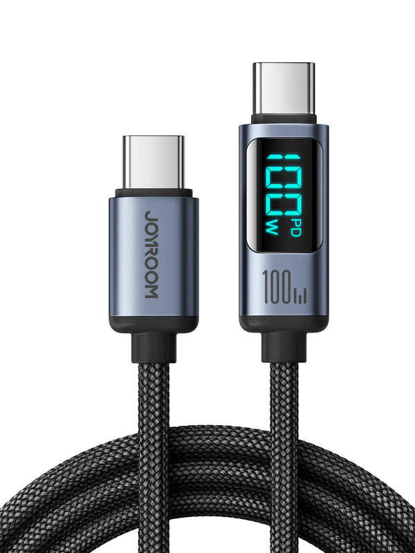 Joyroom Prism Series 100W Type-C to Type-C Digital Display Fast Charging Data Cable - S-CC100A16 - Black