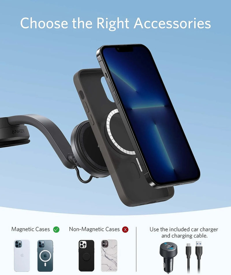 Anker 613 Magnetic Wireless Charger MagGo Car Charging Mount 10W - Black | B2930G11