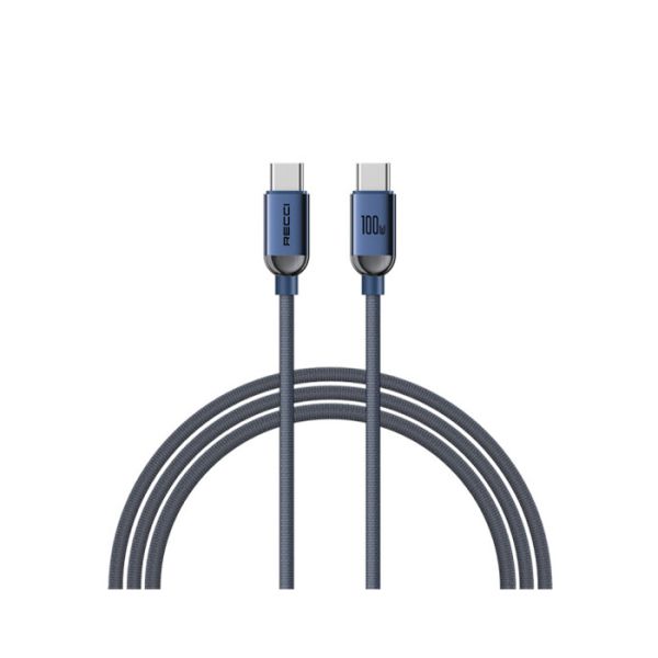 Recci Cable 100W Type-C to Type-C Braided Fabric Fast Charging Cable 1.2m - RSO9CC - Blue