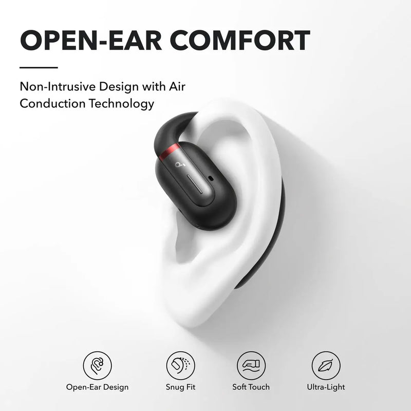 Anker Soundcore V30i Open-Ear Earbuds, Ultra Comfortable, All-Day Companion, IPX5 Water Resistant  - A3873H11 - Black