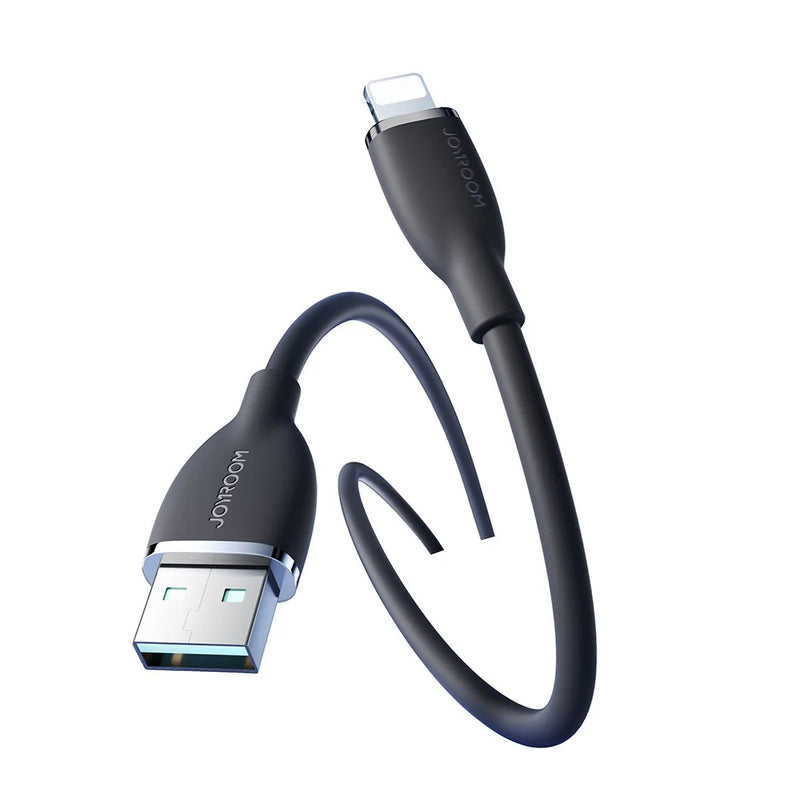 JOYROOM 3A USB-A to Lightning Liquid Silicone Fast Charging Data Cable, 1.2m - SA29-AL3 - Black