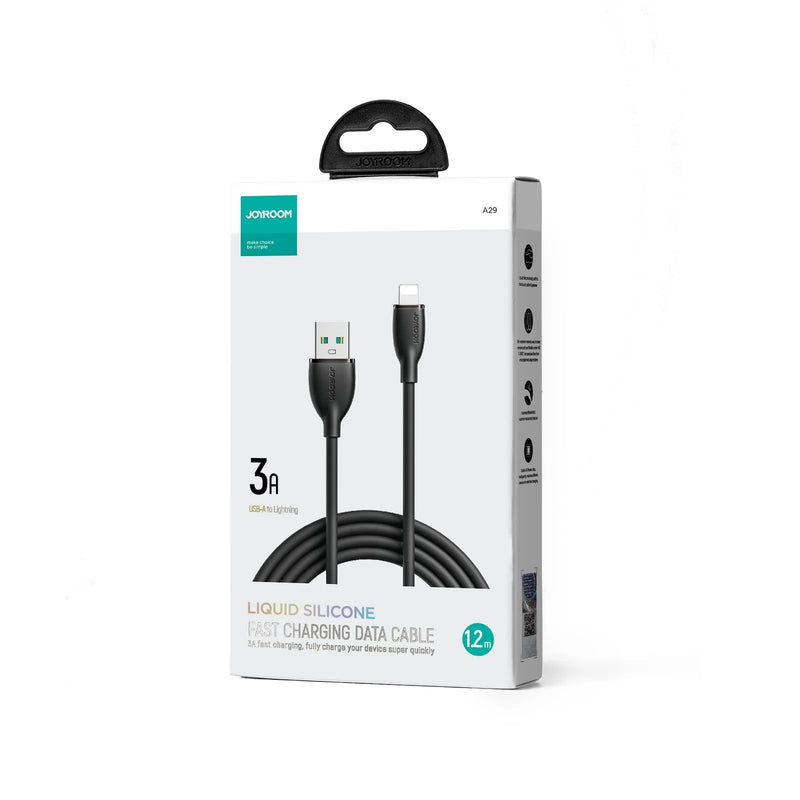 JOYROOM 3A USB-A to Lightning Liquid Silicone Fast Charging Data Cable, 1.2m - SA29-AL3 - Black