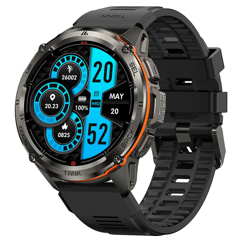 Kospet Tank T3 Ultra Smart Watch, AMOLED, Up to 15 days Battery Life, 5 ATM & IP69K (Dive-proof) Water-resistance - Black