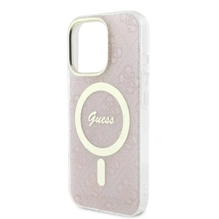 Guess Comfortable Grip Compatible with iPhone 16 Pro Max Drop Protection, Easy Snap-On - Pink