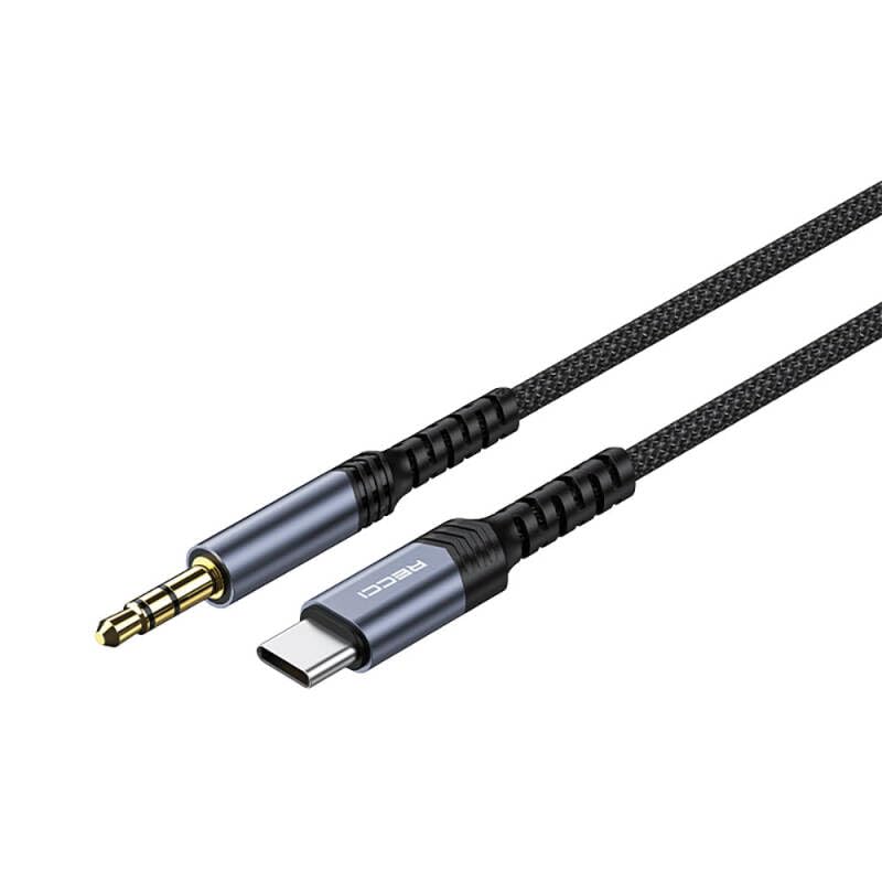 Recci Type-C To AUX 3.5mm Audio cable, 1.2 Meter - RDS-A27 - Black
