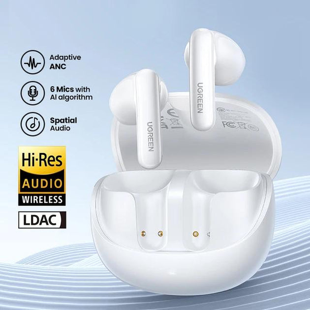 UGREEN HiTune H6 Pro Hybrid Active Noise Cancelling Earbuds - White