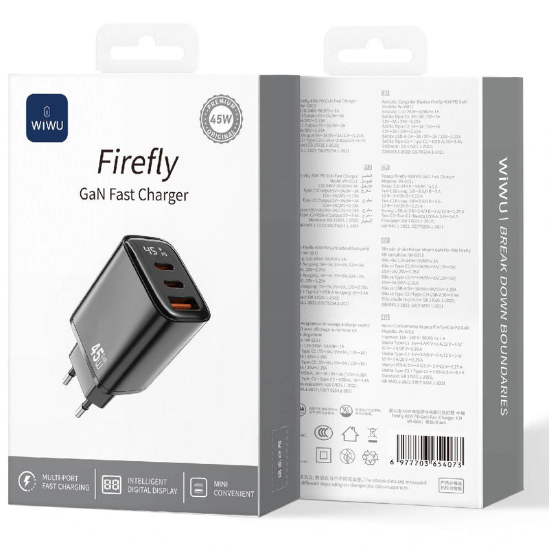 45W PD GaN Fast Charger Wi-G011 2*USB C+USB