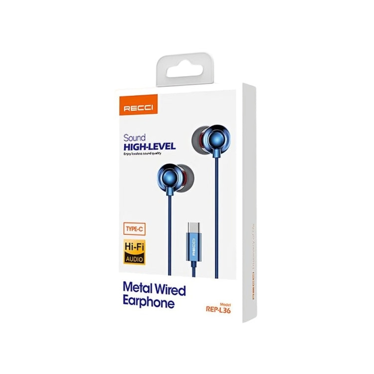 سماعة ريتشي ستيريو عالية الجودة سلكية بمنفذ USB-C - REP-L36 - أزرق 