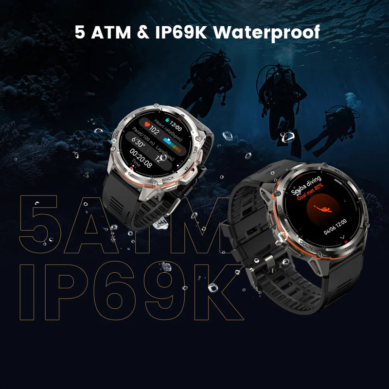 Kospet Tank T3 Ultra Smart Watch, AMOLED, Up to 15 days Battery Life, 5 ATM & IP69K (Dive-proof) Water-resistance - Black