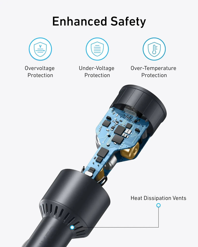 Anker Nano Car Charger 167.5W 3 Ports Fast Charge - B2737HA1 - Black