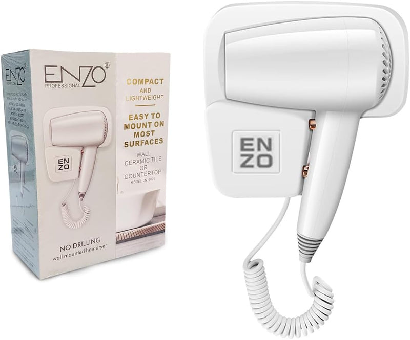 ENZO Hair Dryer Professional 1600W, Compact, Lightweight, and Powerful - Hot & Cold Settings, Automatic Shut-off - EN- 6005