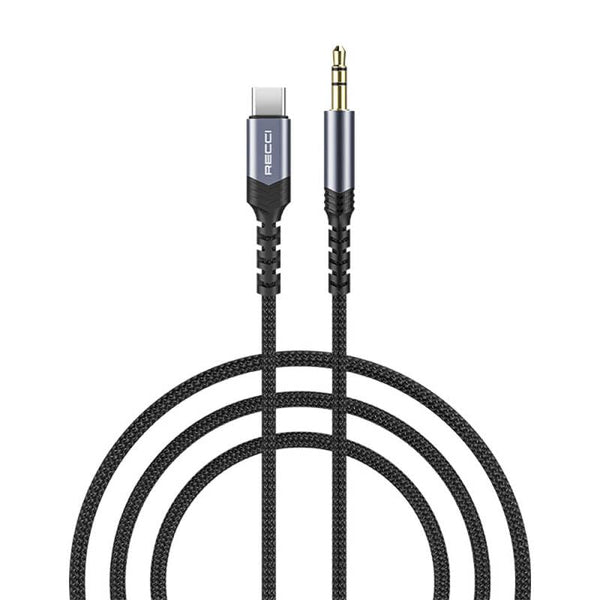 Recci Type-C To AUX 3.5mm Audio cable, 1.2 Meter - RDS-A27 - Black