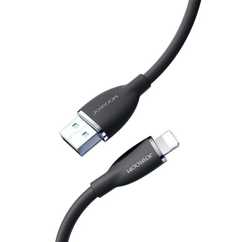 JOYROOM 3A USB-A to Lightning Liquid Silicone Fast Charging Data Cable, 1.2m - SA29-AL3 - Black