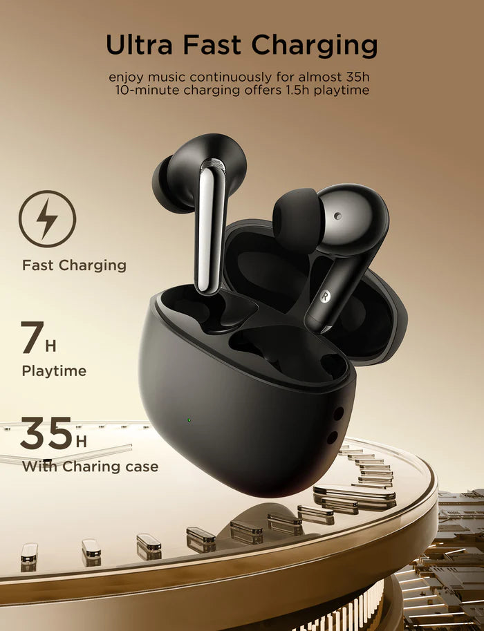 Joyroom Fun pods wireless in-ear TWS Bluetooth 5.4 ANC ENC headphones - JR-FN1 - Black