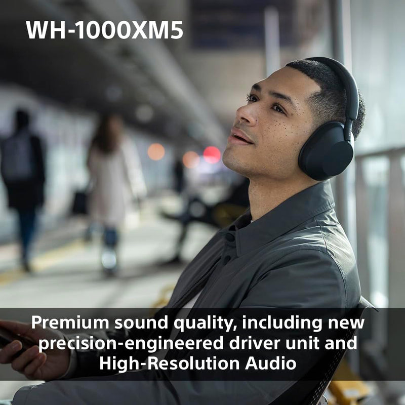 Sony WH-1000XM5 Noise Cancelling Wireless Over-Ear Headphones, Bluetooth, Clear Call Quality, Hi-Res, Up to 30hr Battery Life - Black