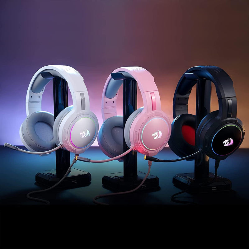 Redragon H270 MENTO RGB Gaming Headset Stereo, Comfortable Design, RGB Lighting - Pink