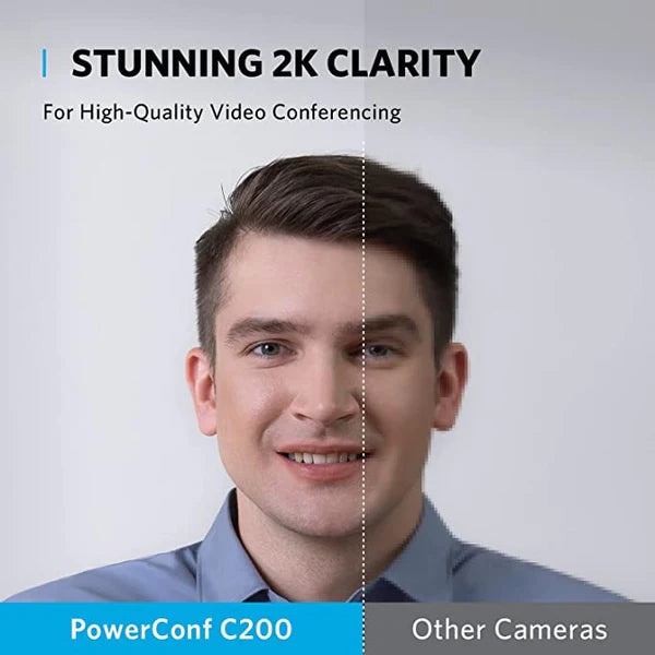Anker PowerConf C200 2K Webcam for PC, Webcam for Laptop, Computer Camera, with AI-Noise Canceling Microphones, Stereo Mics, Adjustable Field of View, Low-Light Correction, Built-in Privacy Cover - Black