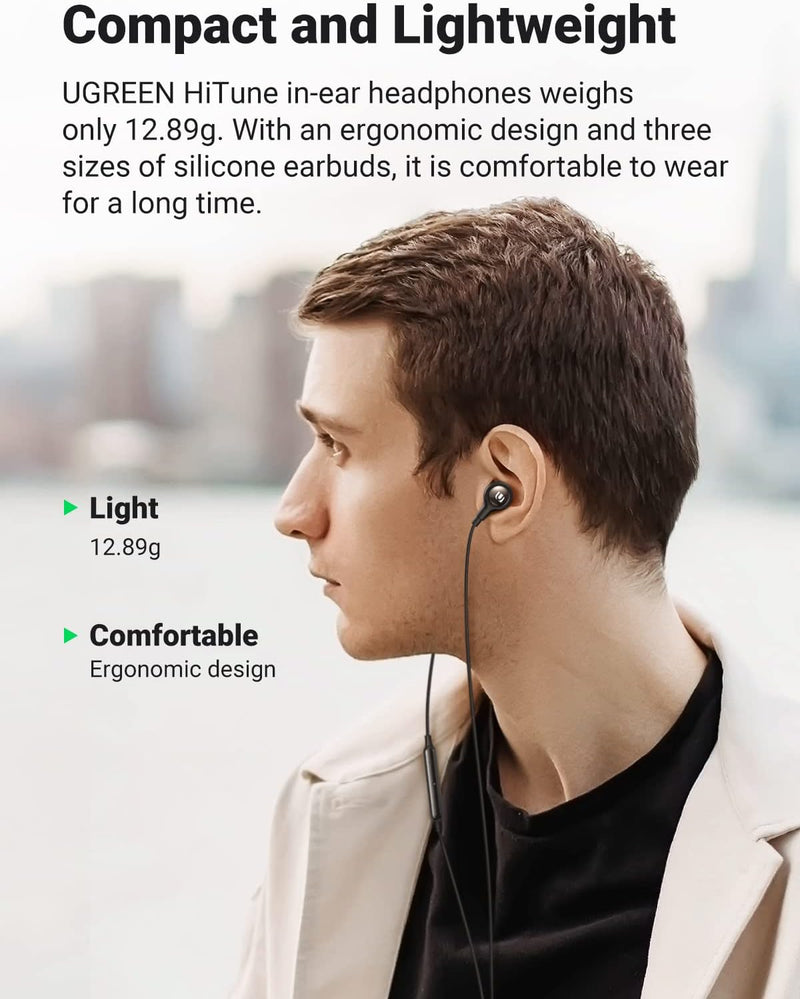 Ugreen in- Ear Earphones With 3.5 Mm Plug - Black