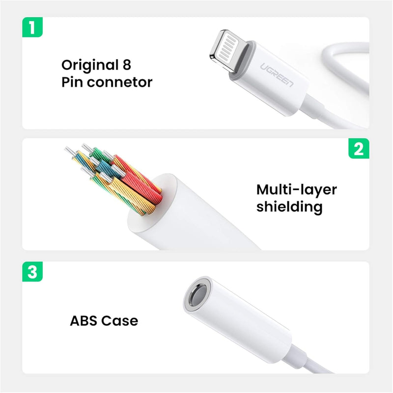 Ugreen lightning to 3.5mm Headphone Jack Adapter - 30759 - White