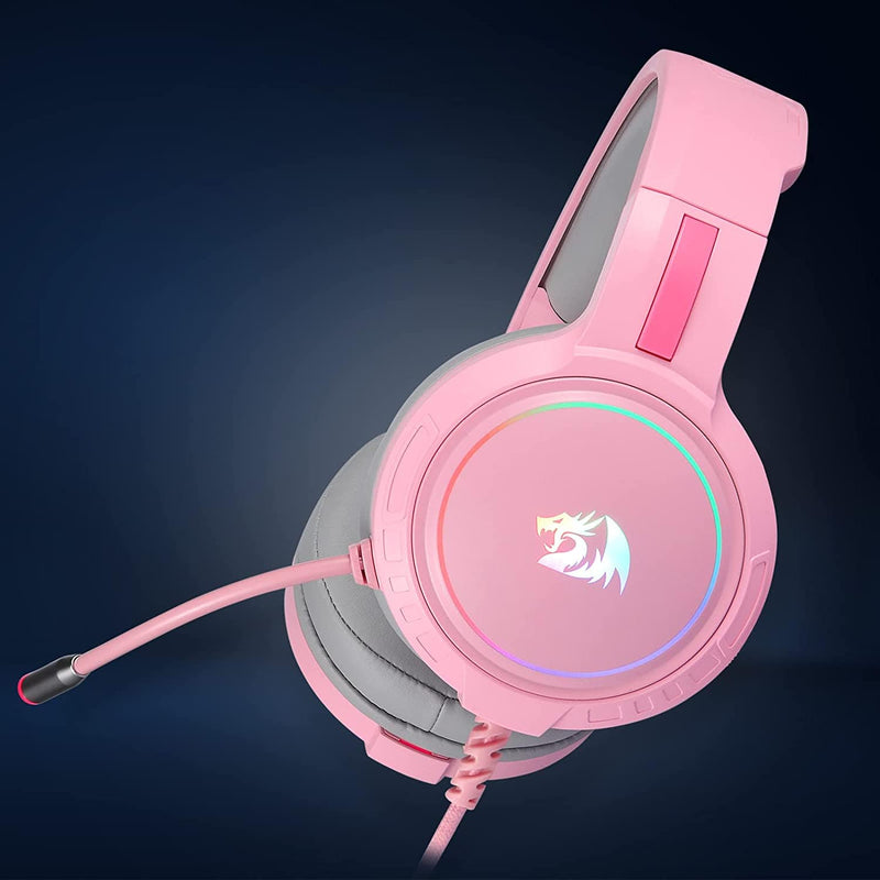 Redragon H270 MENTO RGB Gaming Headset Stereo, Comfortable Design, RGB Lighting - Pink