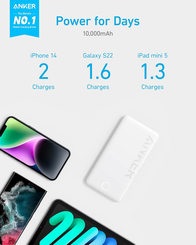 Anker 324 Power Bank (10.000mAh 12W, 2 Ports) - White