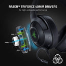 Razer Kraken V3 X Gaming Headset, 7.1 Surround Sound, 40mm Drivers, RGB Lighting, PC - Black