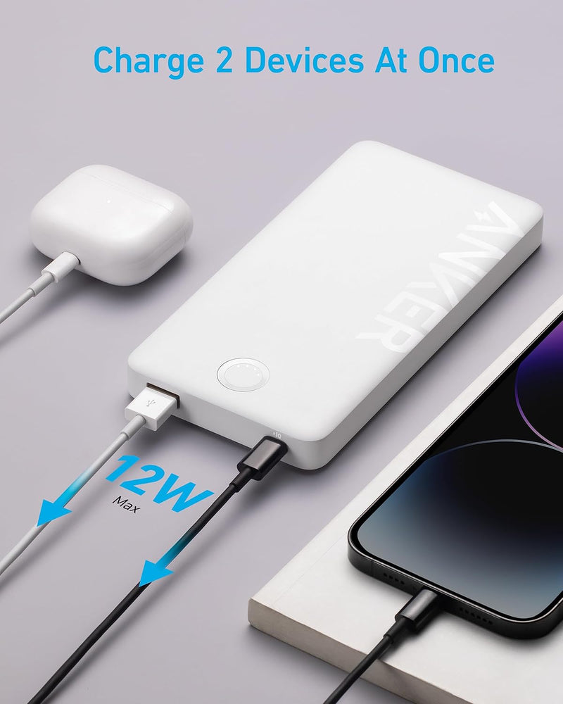 Anker 324 Power Bank (10.000mAh 12W, 2 Ports) - White