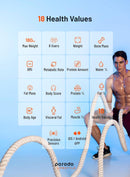 ميزان الجسم الذكي بورودو لايف ستايل بتقنية البلوتوث مع تطبيق تفاعلي لنظامي التشغيل ايفون واندرويد، ومقياس دهون الجسم - PD-LSBSC-WH - أبيض