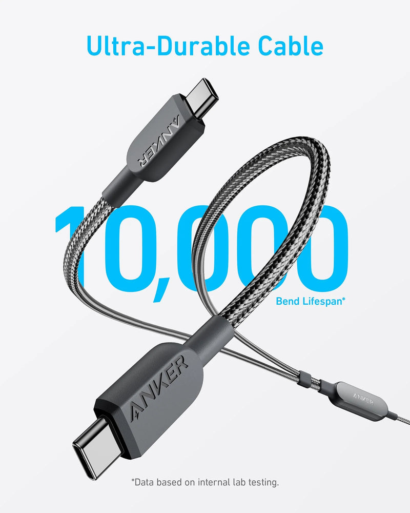 Anker 2-IN-1 USB-C to USB-C Cable (4ft, 140w) - A8895H11 - Black