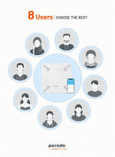 ميزان الجسم الذكي بورودو لايف ستايل بتقنية البلوتوث مع تطبيق تفاعلي لنظامي التشغيل ايفون واندرويد، ومقياس دهون الجسم - PD-LSBSC-WH - أبيض