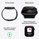 ساعة Apple Watch Series 10 الذكية [هيكل GPS مقاس 46 مم] مع هيكل من الألومنيوم وحلقات Ink Sport Loop - أسود