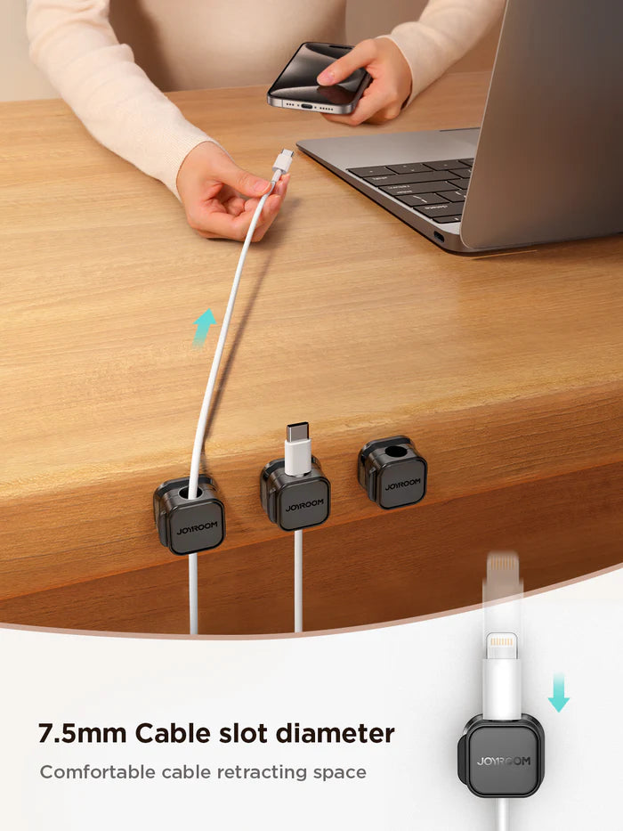 Joyroom JR-ZS368 magnetic cable organizer, Magnetic clip, easy to use, easy to conceal - Black