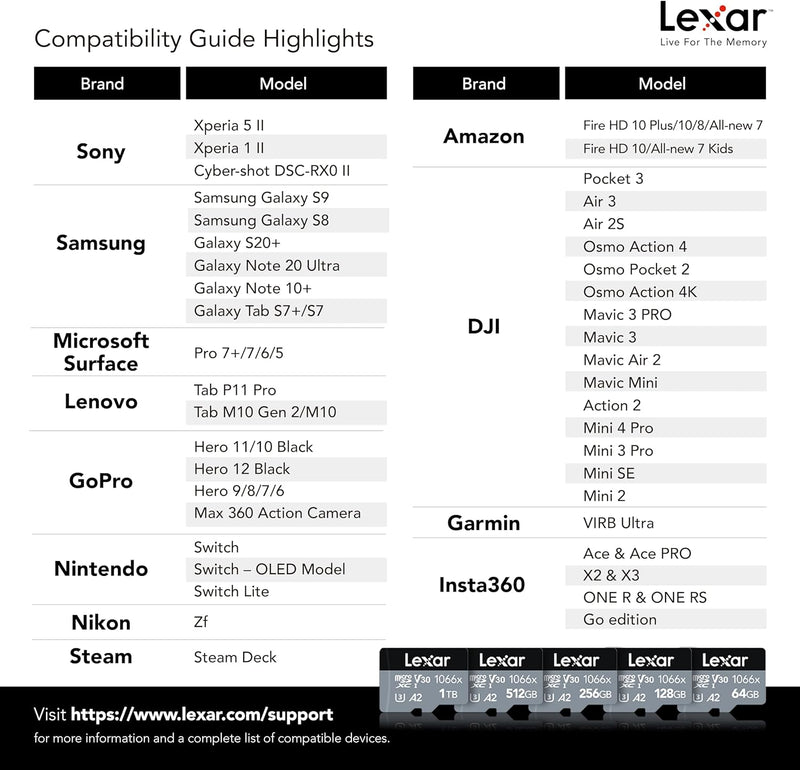 Lexar 256GB microSDXC UHS-I Professional Silver U3 V30 Card (160MB/s) - LMS1066256G-BN ANG