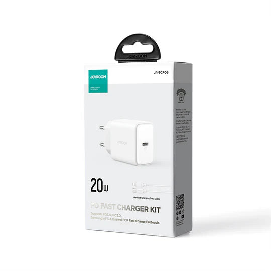 Joyroom Flash Series EU 20W PD Single Port Charger with Cable, 1 Meter Length -  JR-TCF06 -  White